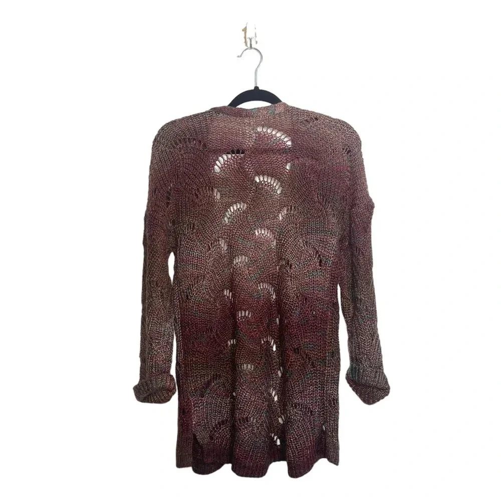 Maurices Burgundy Colorful Wave Stitch Cardigan Open Front Xsmall Women’s